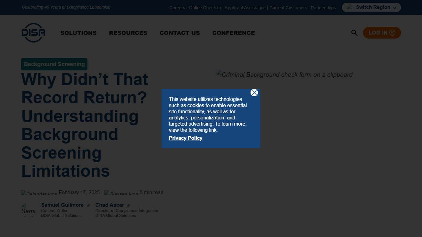 Why Records May Not Appear in Background Checks DISA